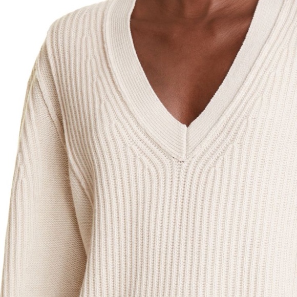 Maria McManus fisherman cashmere rib deep v neck sweater crema NO OFFERS - Picture 8 of 10